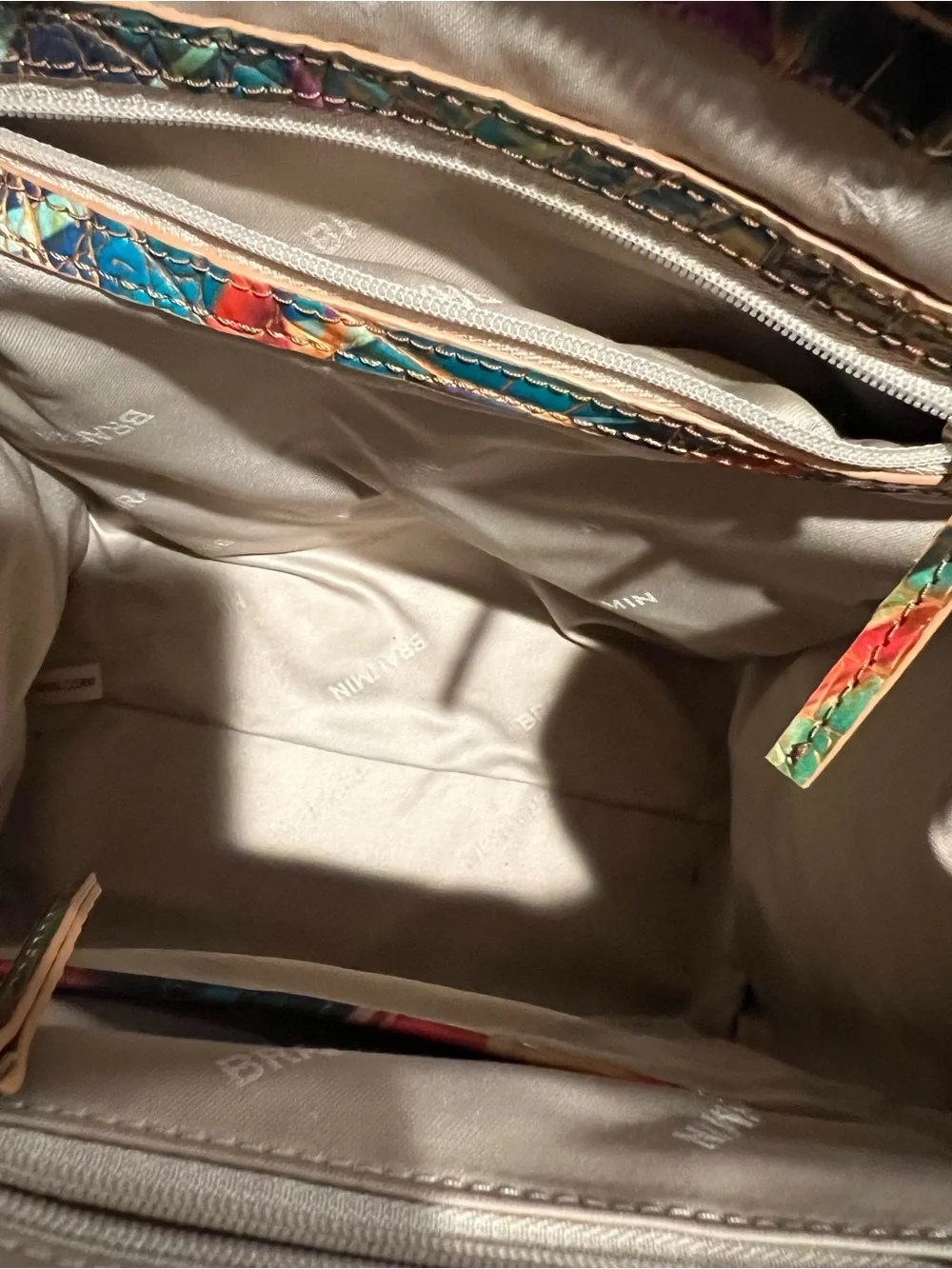 Brahmin Multicolor Croc-Embossed Satchel